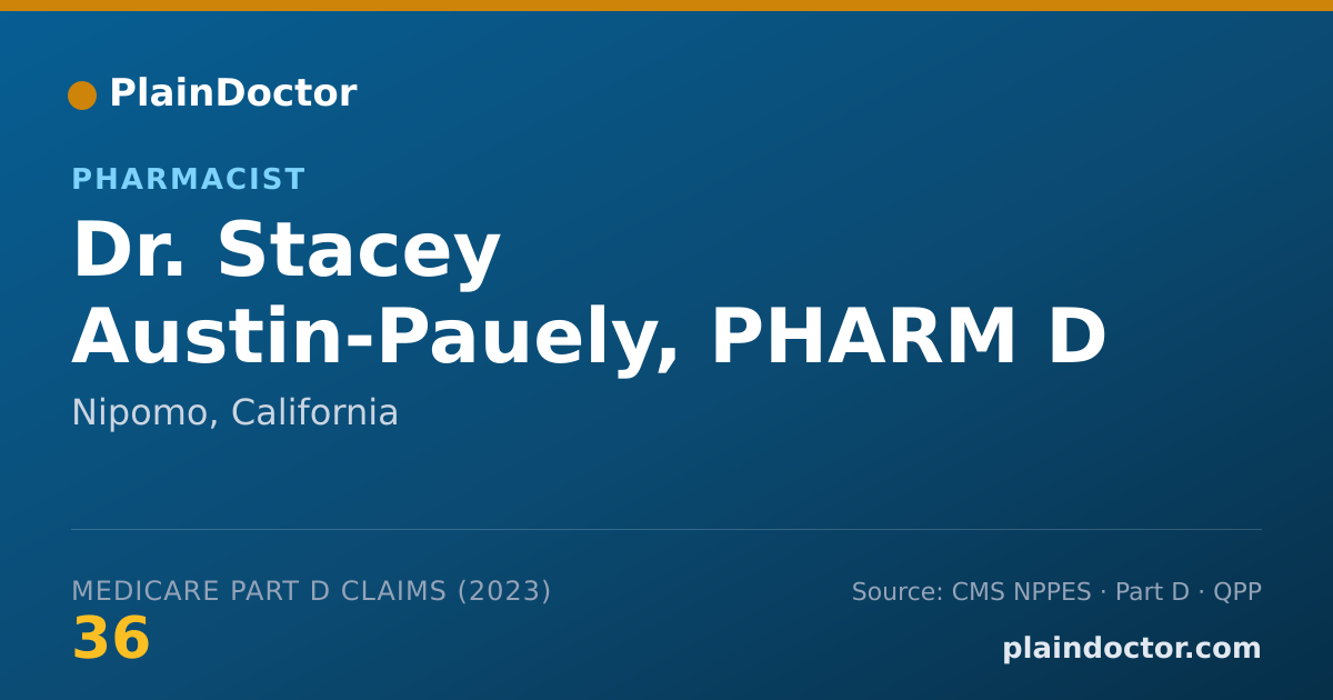 Shareable card for Stacey Austin-Pauely, PHARM D - Pharmacist, Nipomo, CA