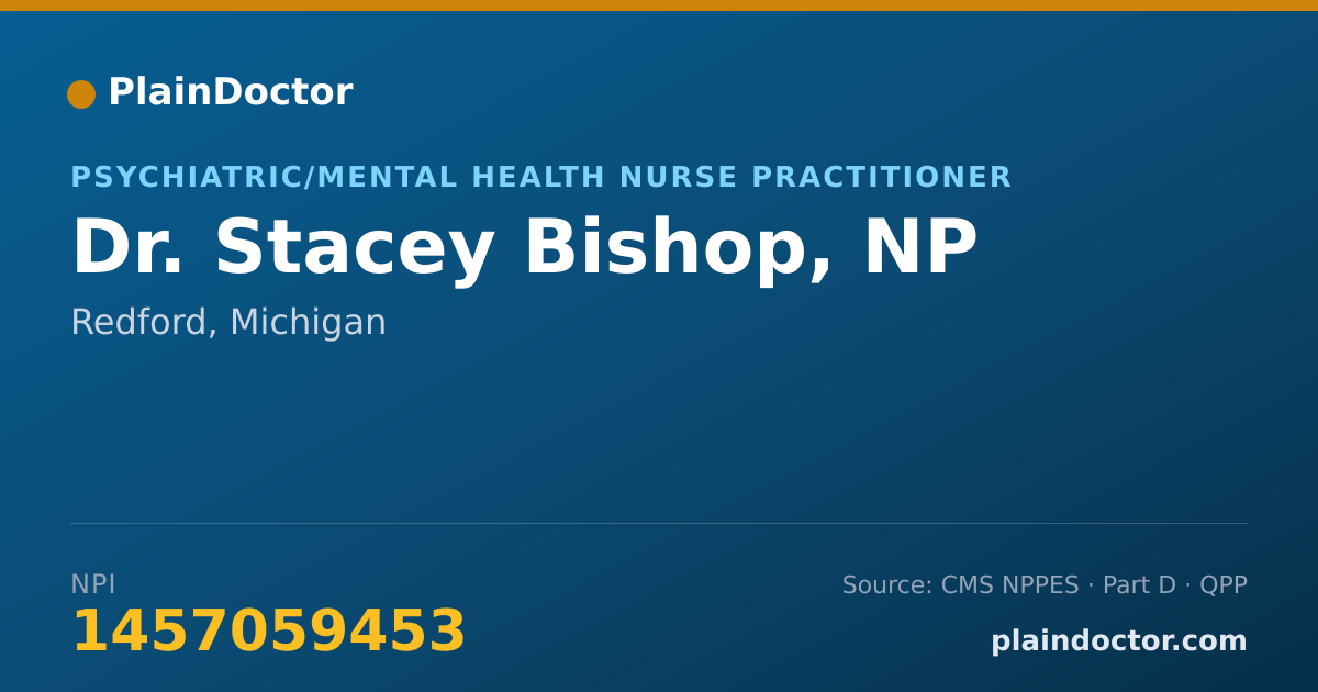 Shareable card for Stacey Bishop, NP - Psychiatric/Mental Health Nurse Practitioner, Redford, MI