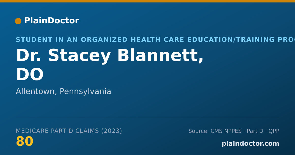 Shareable card for Stacey Blannett, DO - Student in an Organized Health Care Education/Training Program, Allentown, PA
