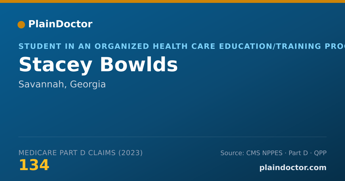 Shareable card for Stacey Bowlds - Student in an Organized Health Care Education/Training Program, Savannah, GA