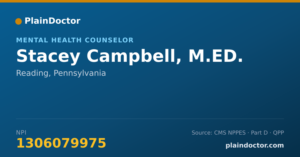 Shareable card for Stacey Campbell, M.ED. - Mental Health Counselor, Reading, PA