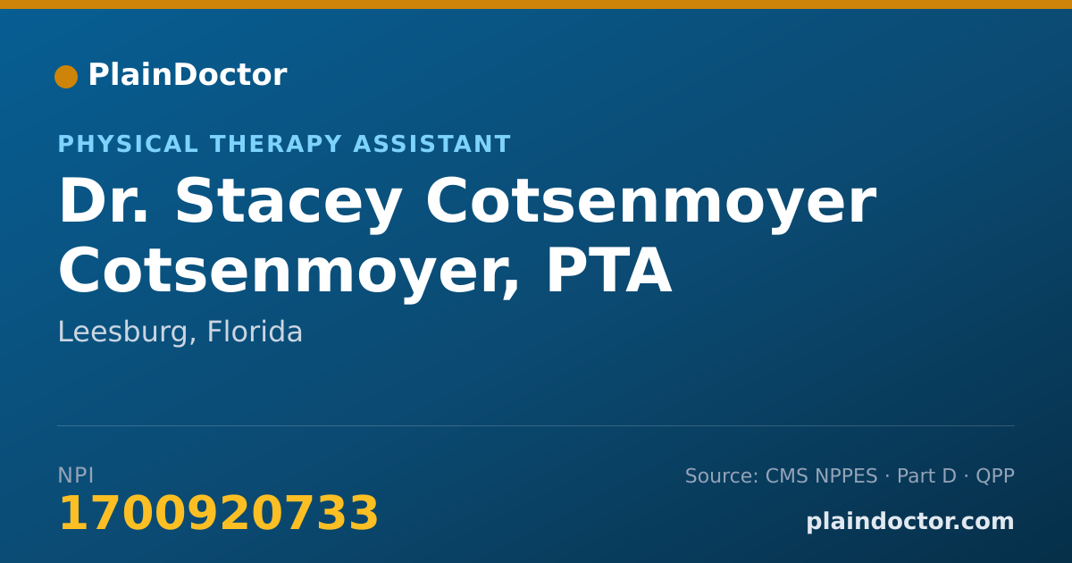 Shareable card for Stacey Cotsenmoyer Cotsenmoyer, PTA - Physical Therapy Assistant, Leesburg, FL