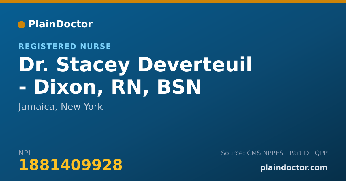 Shareable card for Stacey Deverteuil - Dixon, RN, BSN - Registered Nurse, Jamaica, NY