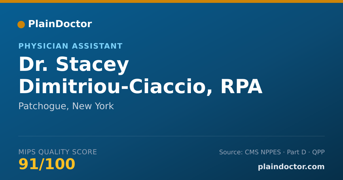 Shareable card for Stacey Dimitriou-Ciaccio, RPA C - Physician Assistant, Patchogue, NY