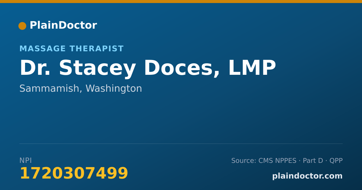 Shareable card for Stacey Doces, LMP - Massage Therapist, Sammamish, WA