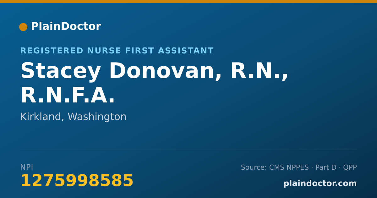Shareable card for Stacey Donovan, R.N., R.N.F.A. - Registered Nurse First Assistant, Kirkland, WA
