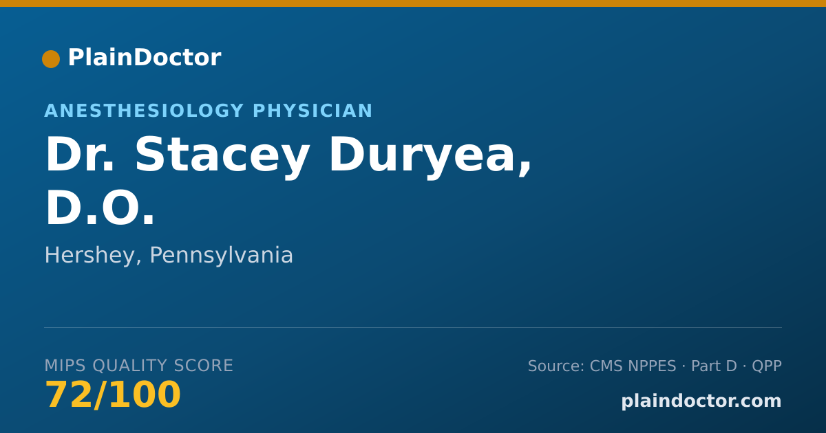 Shareable card for Stacey Duryea, D.O. - Anesthesiology Physician, Hershey, PA