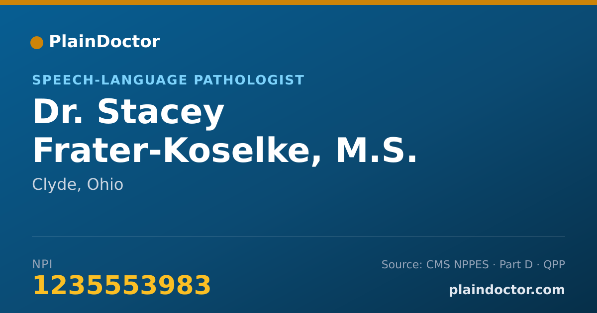 Shareable card for Stacey Frater-Koselke, M.S. - Speech-Language Pathologist, Clyde, OH