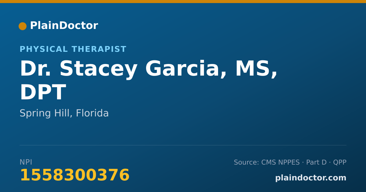 Shareable card for Stacey Garcia, MS, DPT - Physical Therapist, Spring Hill, FL