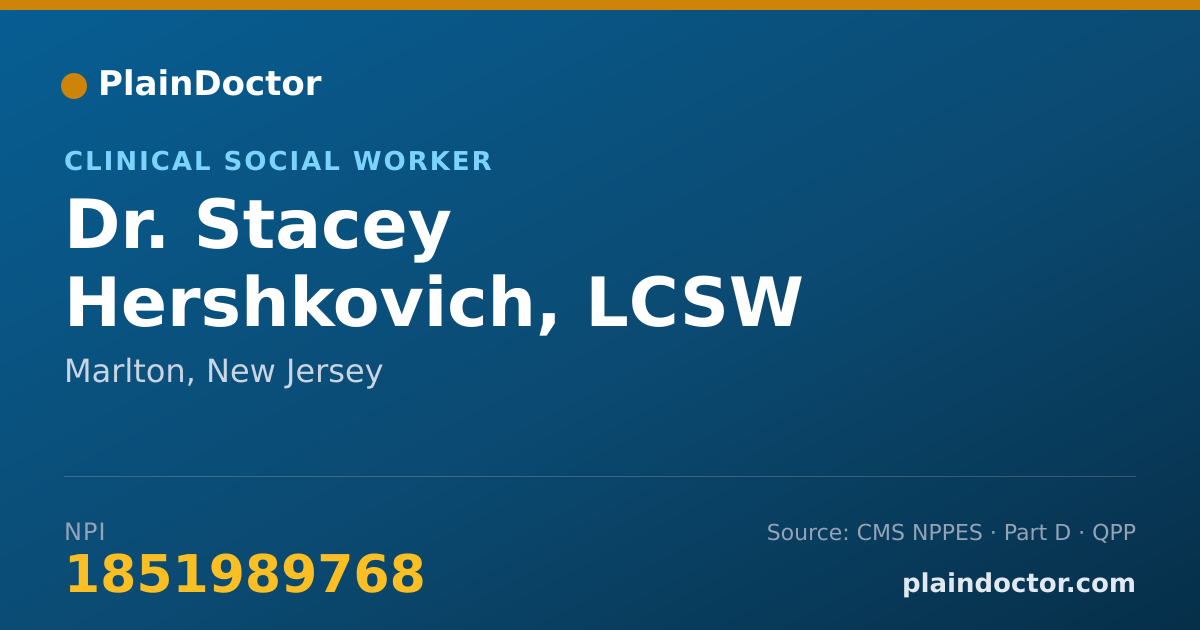 Shareable card for Stacey Hershkovich, LCSW - Clinical Social Worker, Marlton, NJ