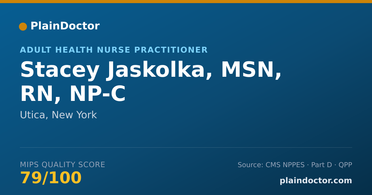 Shareable card for Stacey Jaskolka, MSN, RN, NP-C - Adult Health Nurse Practitioner, Utica, NY