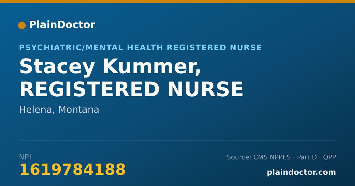 Shareable card for Stacey Kummer, REGISTERED NURSE - Psychiatric/Mental Health Registered Nurse, Helena, MT