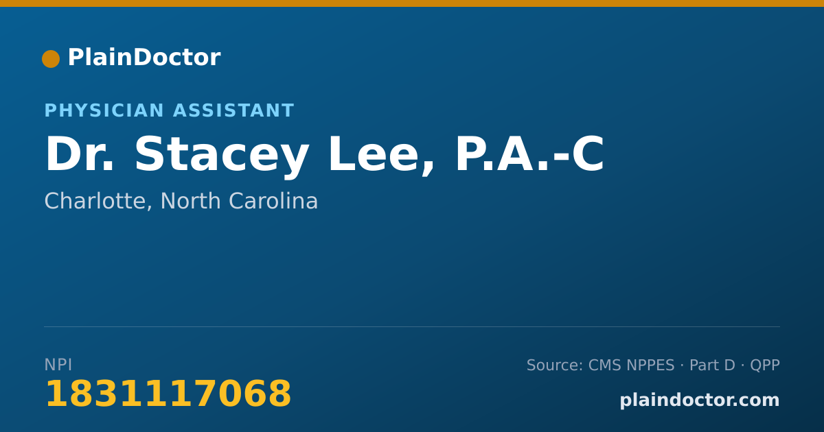 Shareable card for Stacey Lee, P.A.-C - Physician Assistant, Charlotte, NC