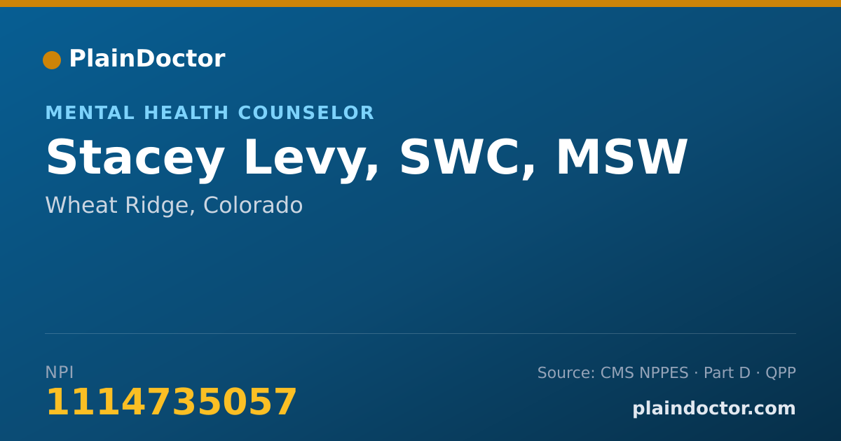 Shareable card for Stacey Levy, SWC, MSW - Mental Health Counselor, Wheat Ridge, CO