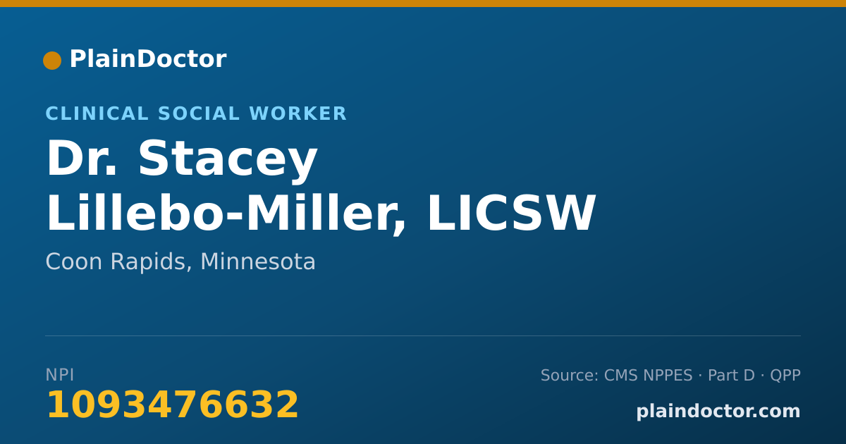 Shareable card for Stacey Lillebo-Miller, LICSW - Clinical Social Worker, Coon Rapids, MN