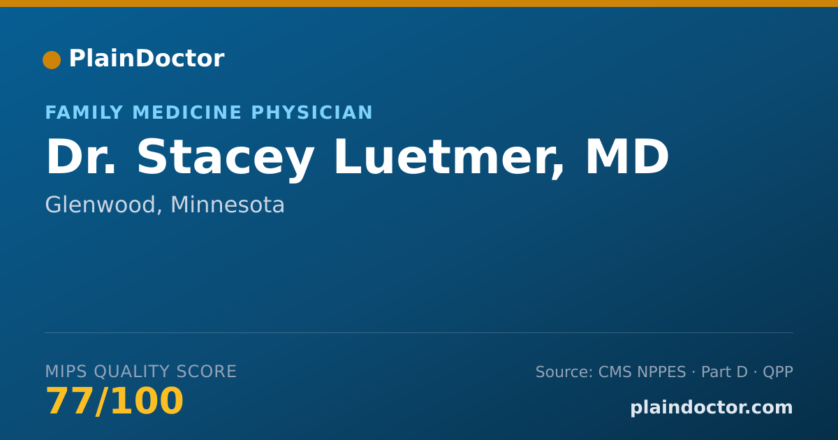 Shareable card for Stacey Luetmer, MD - Family Medicine Physician, Glenwood, MN