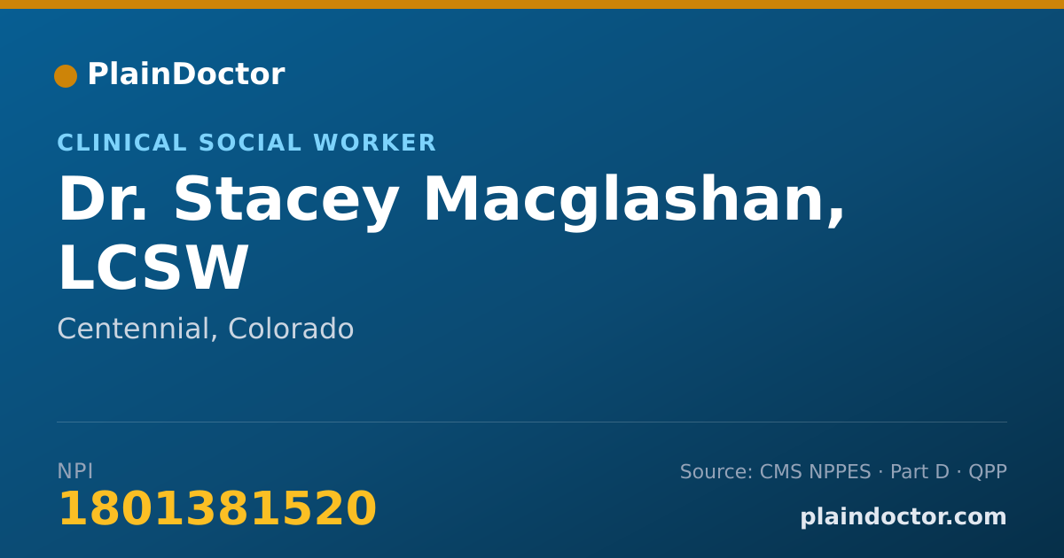 Shareable card for Stacey Macglashan, LCSW - Clinical Social Worker, Centennial, CO