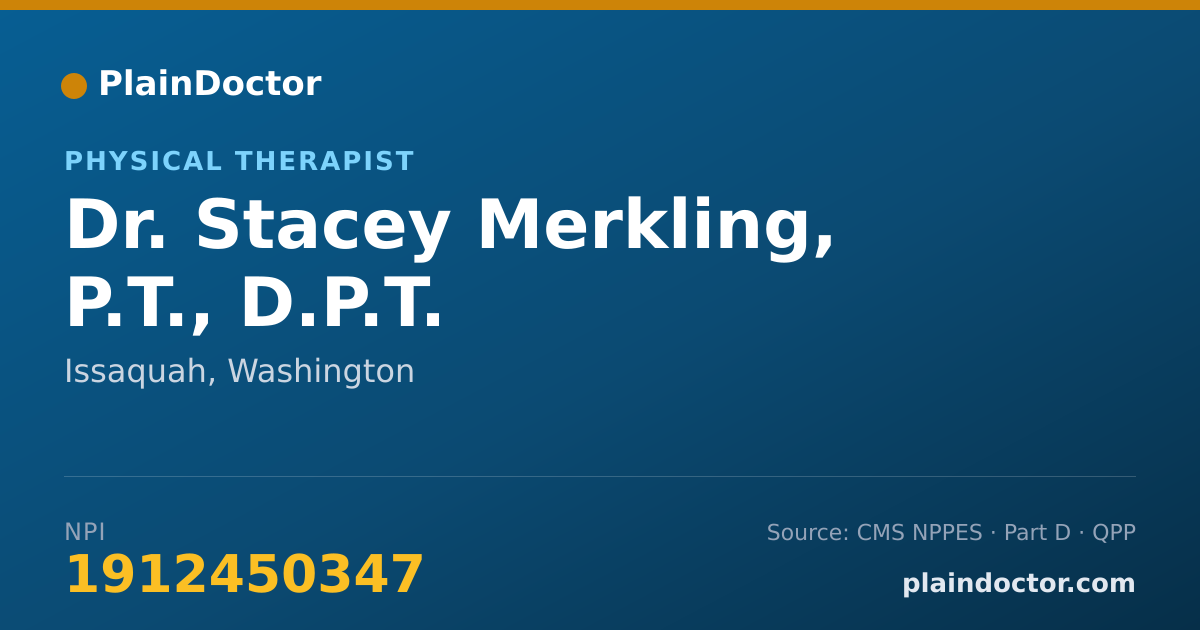 Shareable card for Stacey Merkling, P.T., D.P.T. - Physical Therapist, Issaquah, WA