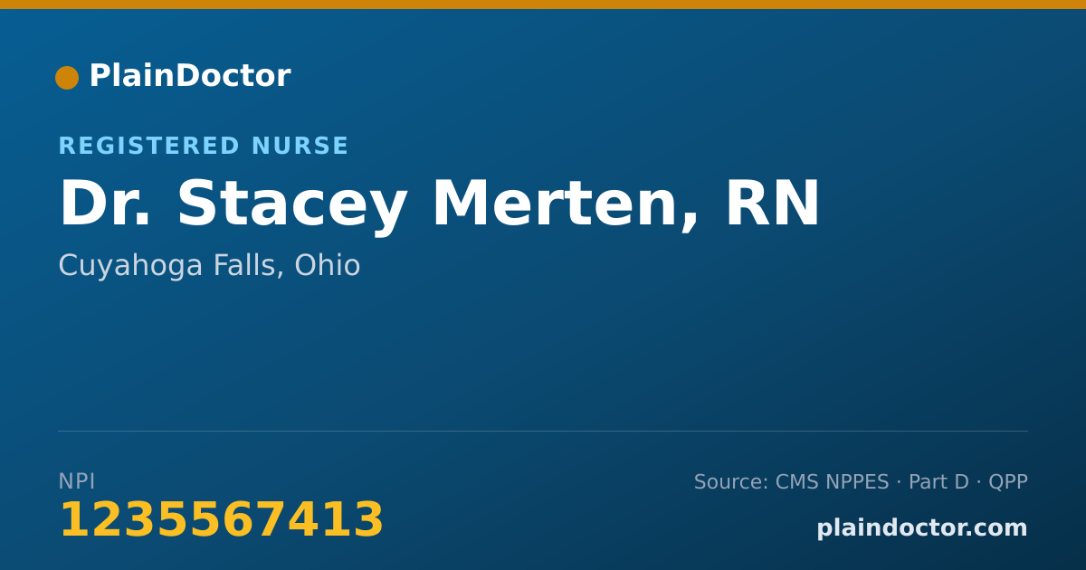 Shareable card for Stacey Merten, RN - Registered Nurse, Cuyahoga Falls, OH