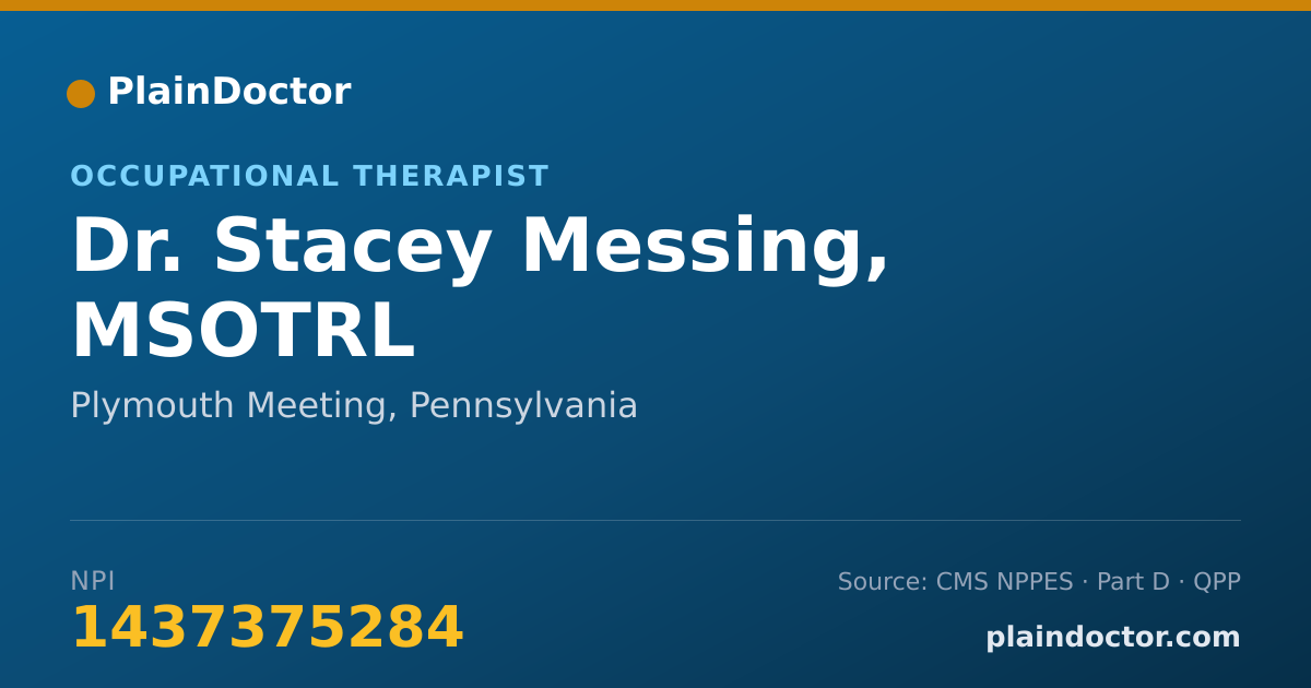 Shareable card for Stacey Messing, MSOTRL - Occupational Therapist, Plymouth Meeting, PA