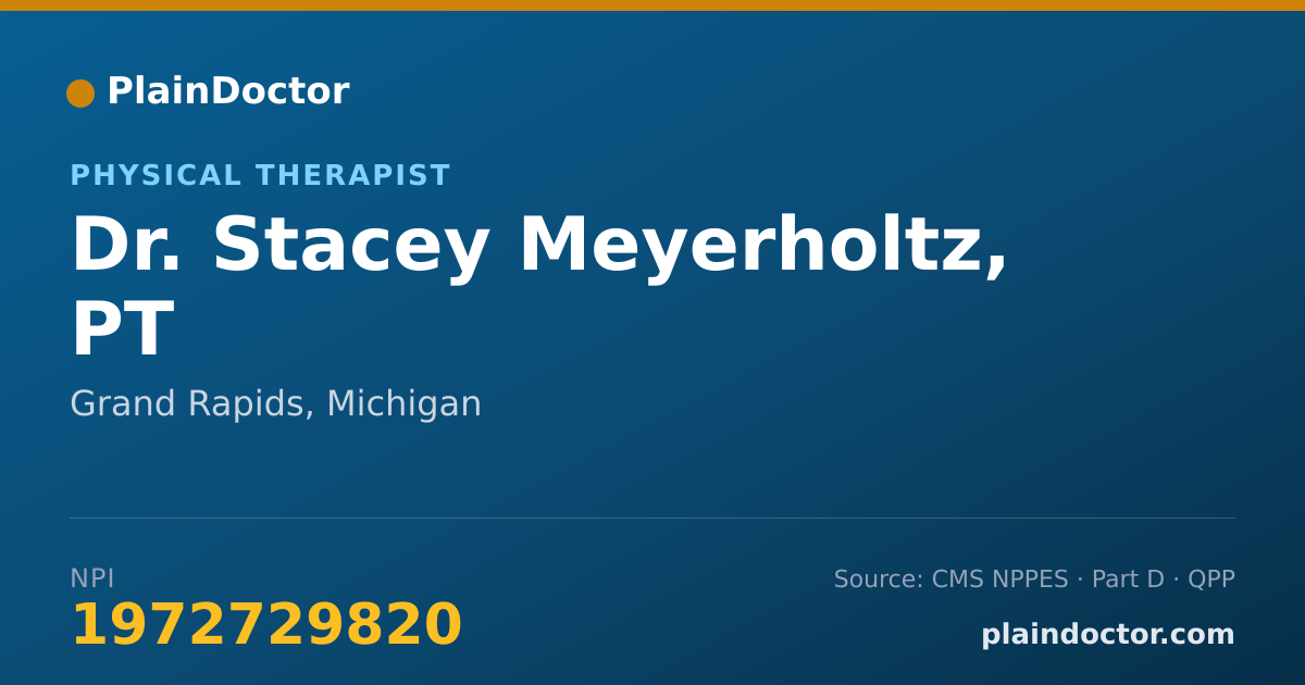 Shareable card for Stacey Meyerholtz, PT - Physical Therapist, Grand Rapids, MI