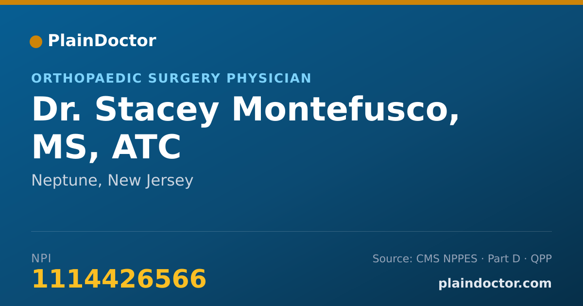 Shareable card for Stacey Montefusco, MS, ATC - Orthopaedic Surgery Physician, Neptune, NJ