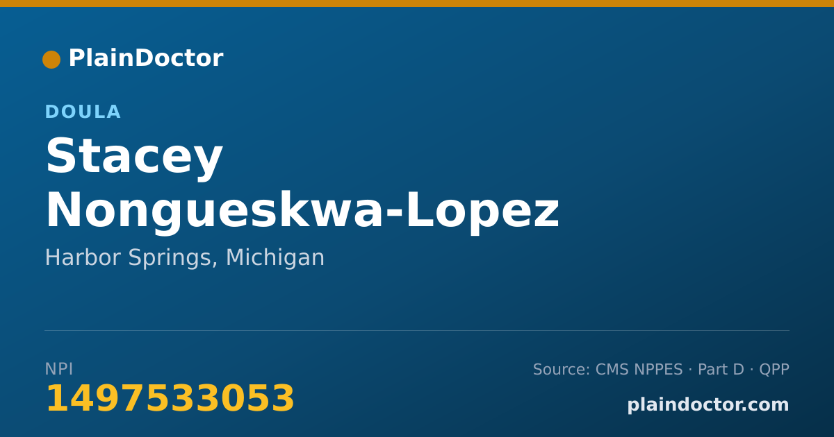 Shareable card for Stacey Nongueskwa-Lopez - Doula, Harbor Springs, MI