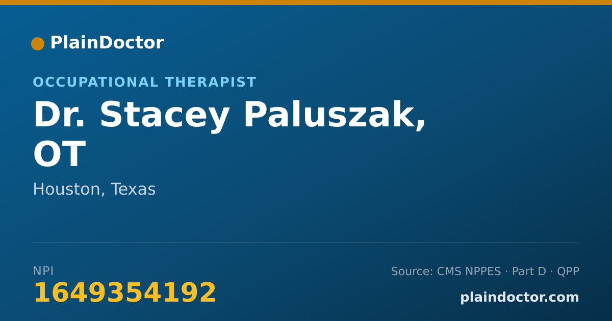 Shareable card for Stacey Paluszak, OT - Occupational Therapist, Houston, TX