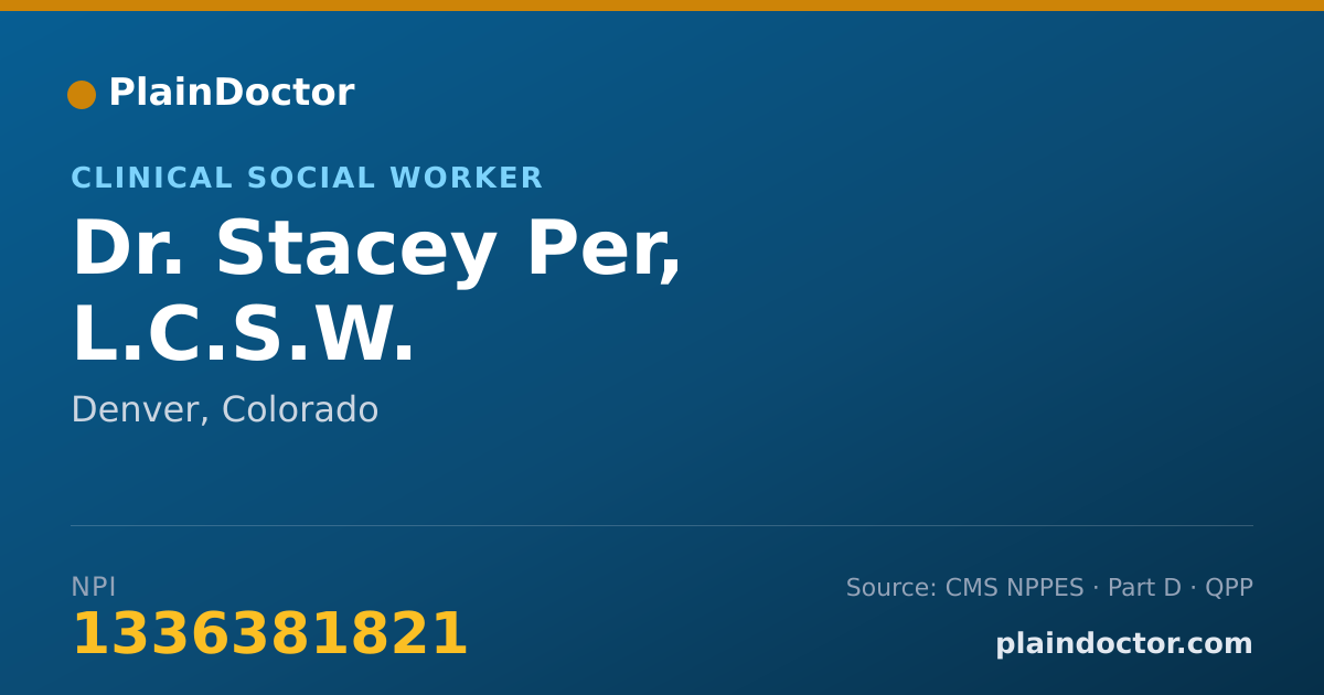 Shareable card for Stacey Per, L.C.S.W. - Clinical Social Worker, Denver, CO