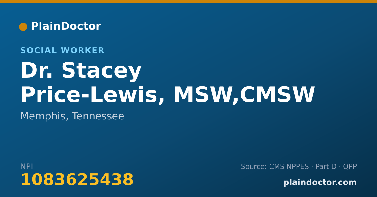 Shareable card for Stacey Price-Lewis, MSW,CMSW - Social Worker, Memphis, TN