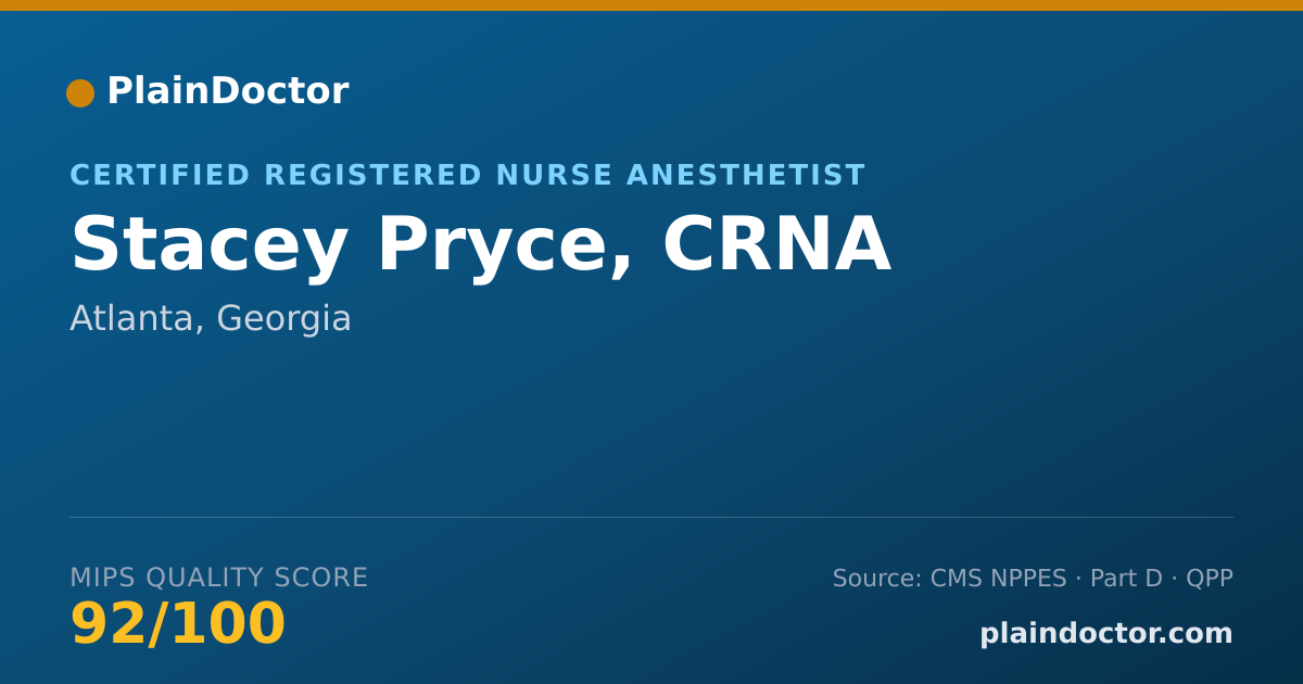 Shareable card for Stacey Pryce, CRNA - Certified Registered Nurse Anesthetist, Atlanta, GA
