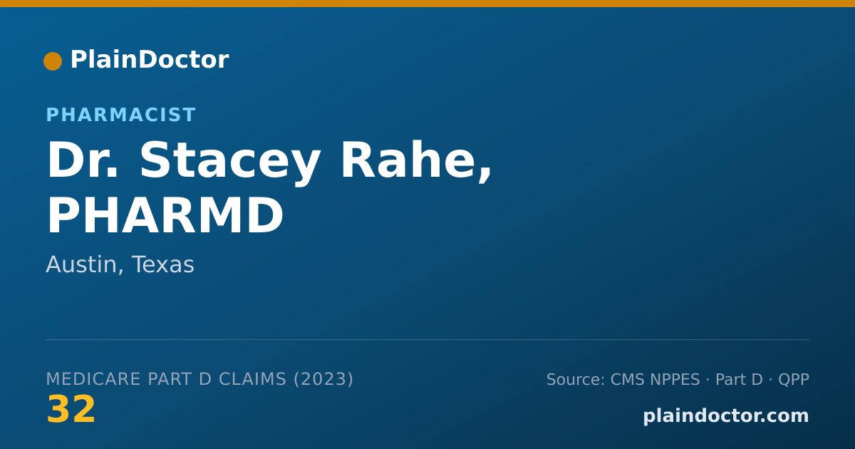 Shareable card for Stacey Rahe, PHARMD - Pharmacist, Austin, TX