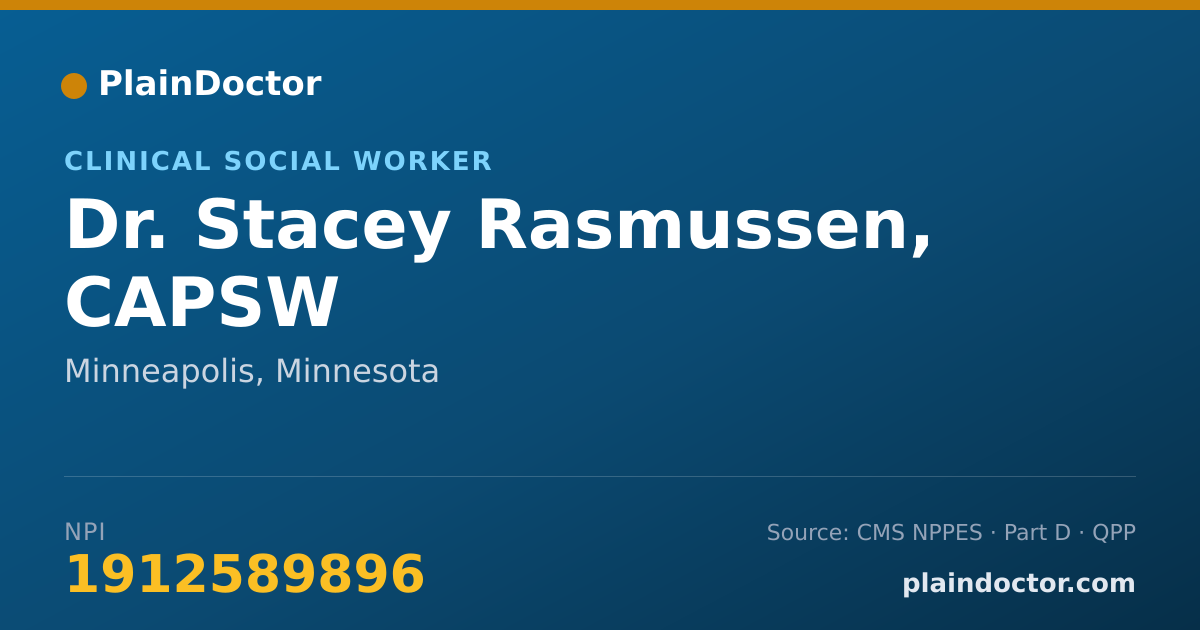Shareable card for Stacey Rasmussen, CAPSW - Clinical Social Worker, Minneapolis, MN