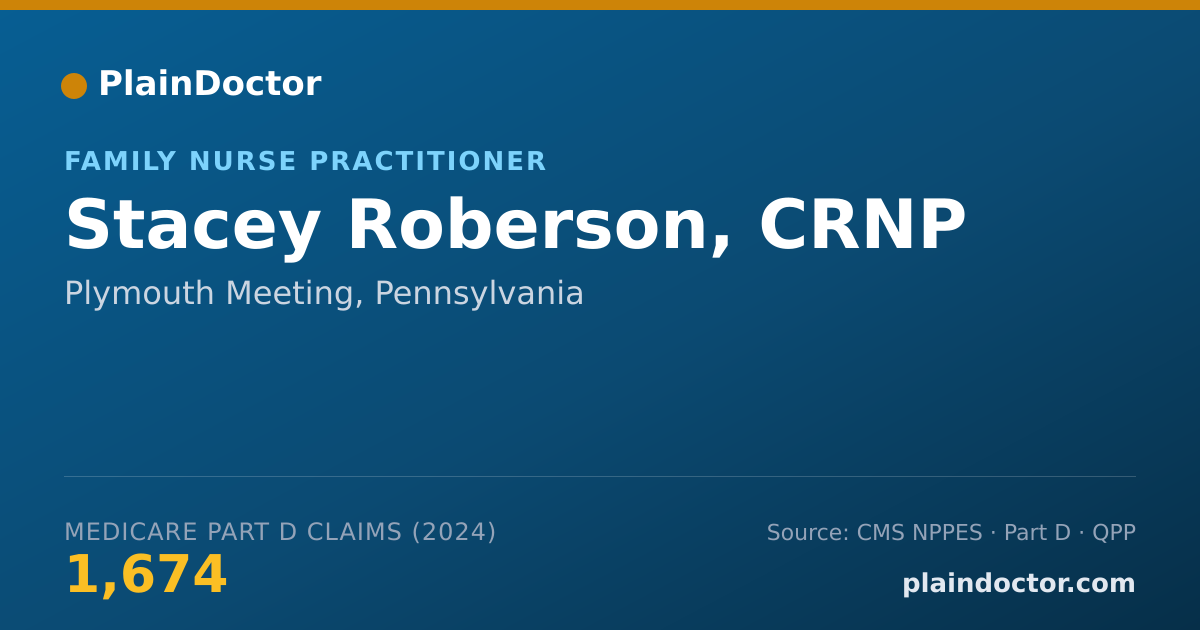 Shareable card for Stacey Roberson, CRNP - Registered Nurse, Plymouth Meeting, PA