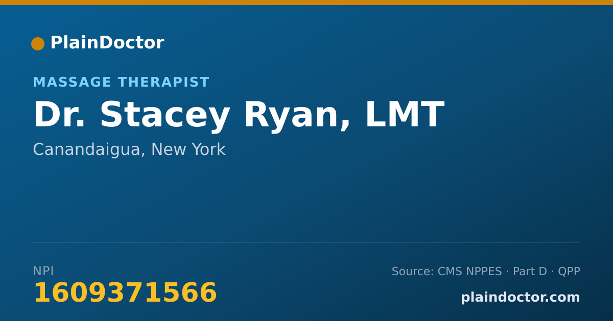 Shareable card for Stacey Ryan, LMT - Massage Therapist, Canandaigua, NY