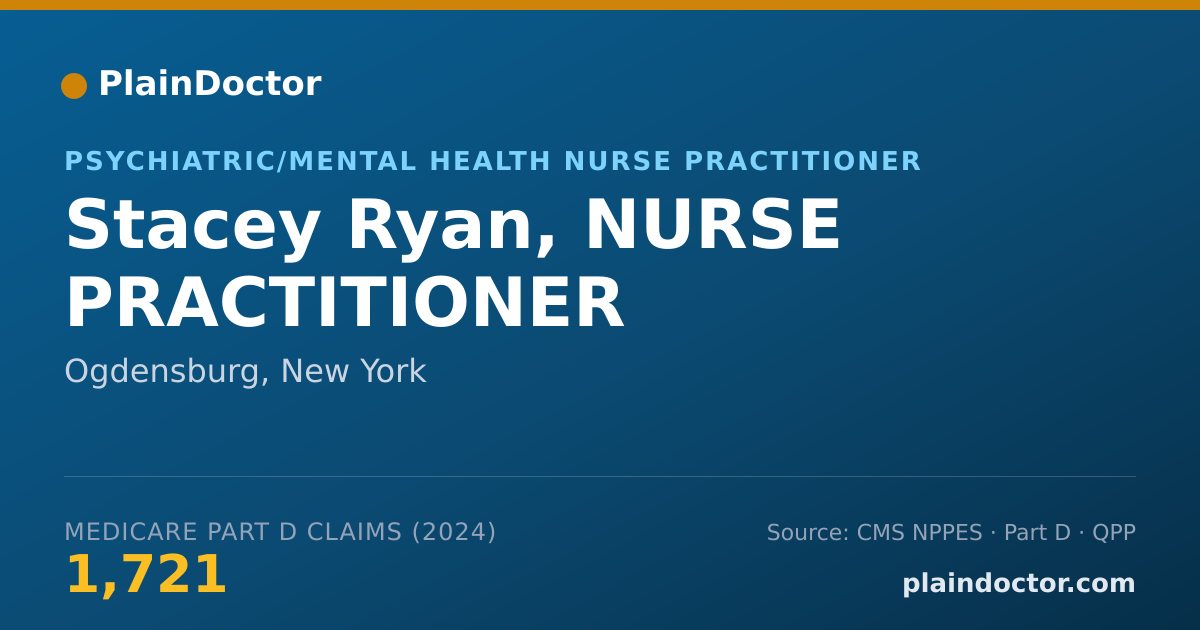 Shareable card for Stacey Ryan, NURSE PRACTITIONER - Psychiatric/Mental Health Registered Nurse, Ogdensburg, NY