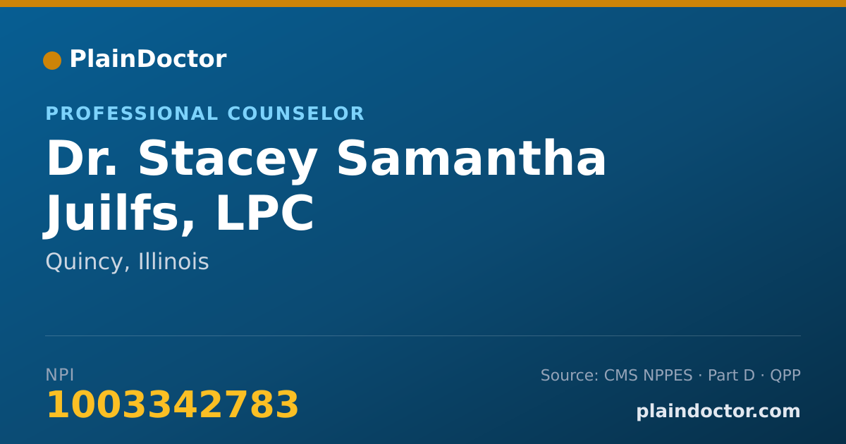 Shareable card for Stacey Samantha Juilfs, LPC - Professional Counselor, Quincy, IL