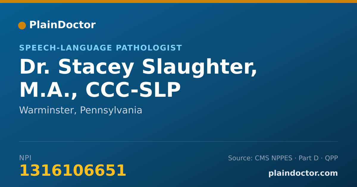 Shareable card for Stacey Slaughter, M.A., CCC-SLP - Speech-Language Pathologist, Warminster, PA