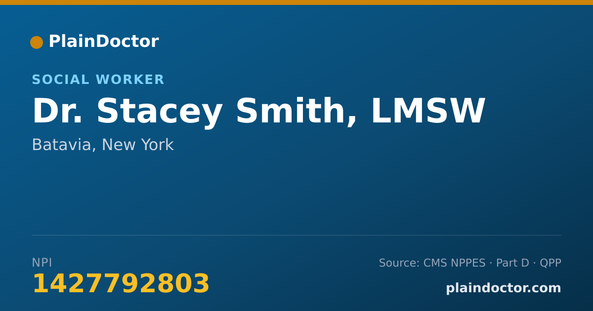 Shareable card for Stacey Smith, LMSW - Social Worker, Batavia, NY