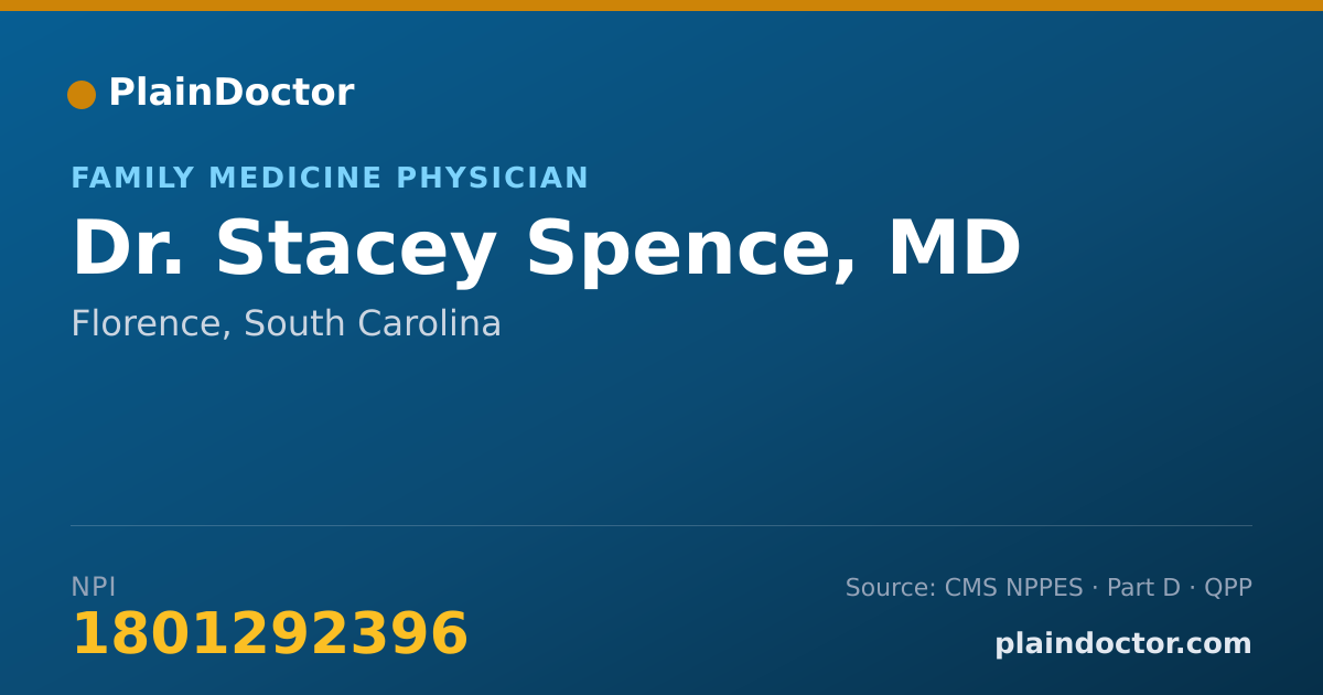 Shareable card for Stacey Spence, MD - Family Medicine Physician, Florence, SC