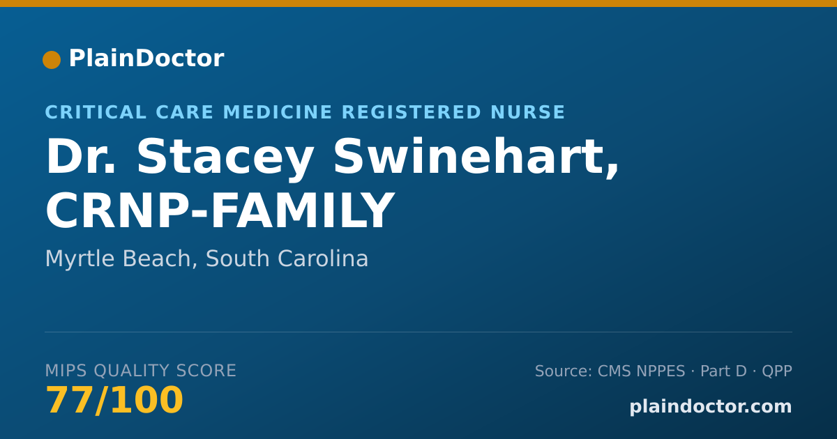 Shareable card for Stacey Swinehart, CRNP-FAMILY - Critical Care Medicine Registered Nurse, Myrtle Beach, SC