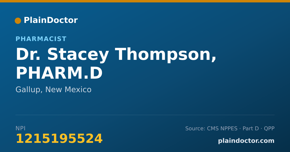 Shareable card for Stacey Thompson, PHARM.D - Pharmacist, Gallup, NM