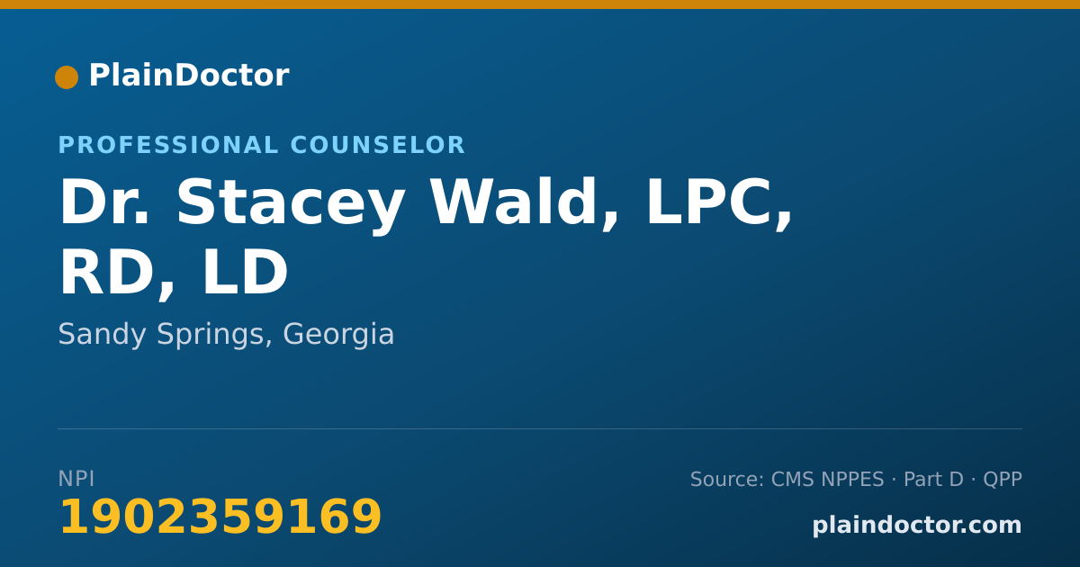 Shareable card for Stacey Wald, LPC, RD, LD - Professional Counselor, Sandy Springs, GA