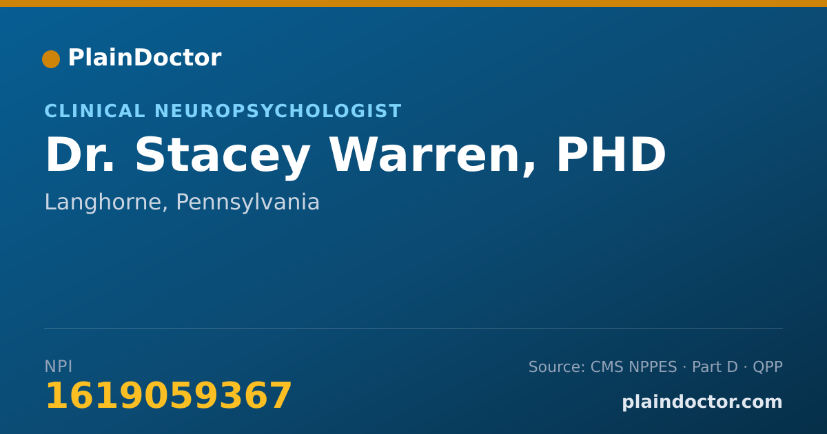 Shareable card for Stacey Warren, PHD - Clinical Neuropsychologist, Langhorne, PA