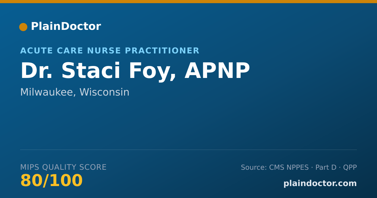 Shareable card for Staci Foy, APNP - Acute Care Nurse Practitioner, Milwaukee, WI