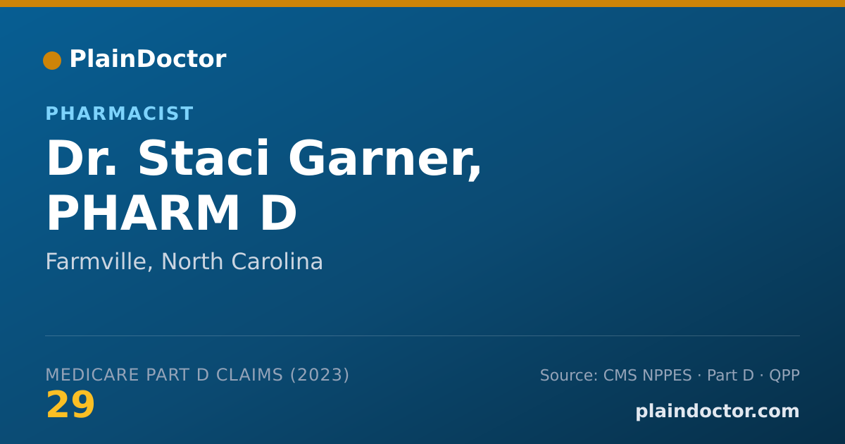 Shareable card for Staci Garner, PHARM D - Pharmacist, Farmville, NC