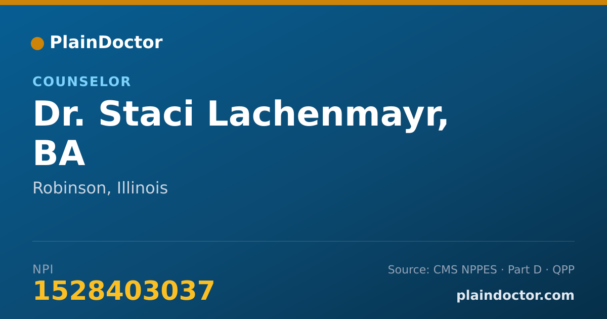 Shareable card for Staci Lachenmayr, BA - Counselor, Robinson, IL