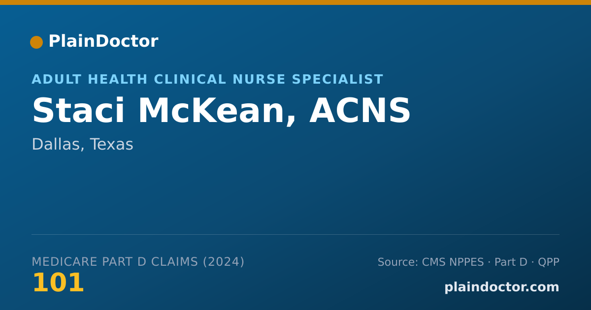 Shareable card for Staci McKean, ACNS - Adult Health Clinical Nurse Specialist, Dallas, TX