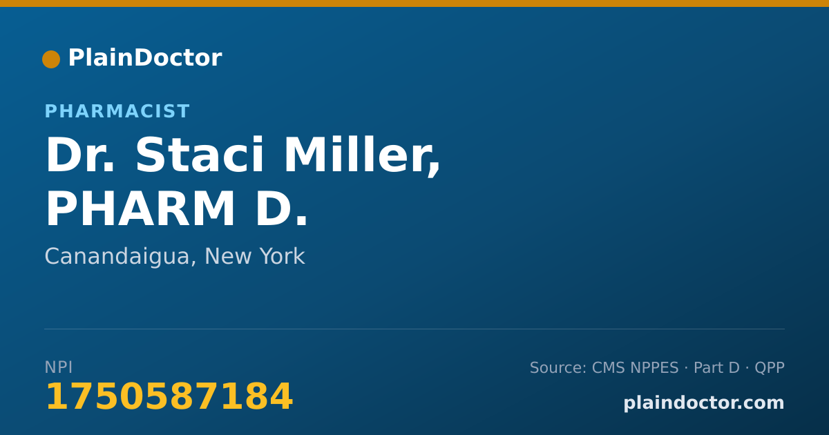Shareable card for Staci Miller, PHARM D. - Pharmacist, Canandaigua, NY