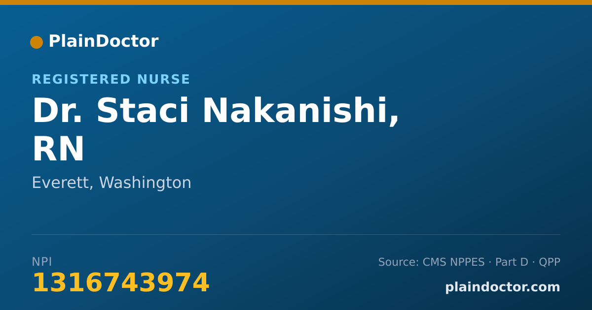 Shareable card for Staci Nakanishi, RN - Registered Nurse, Everett, WA